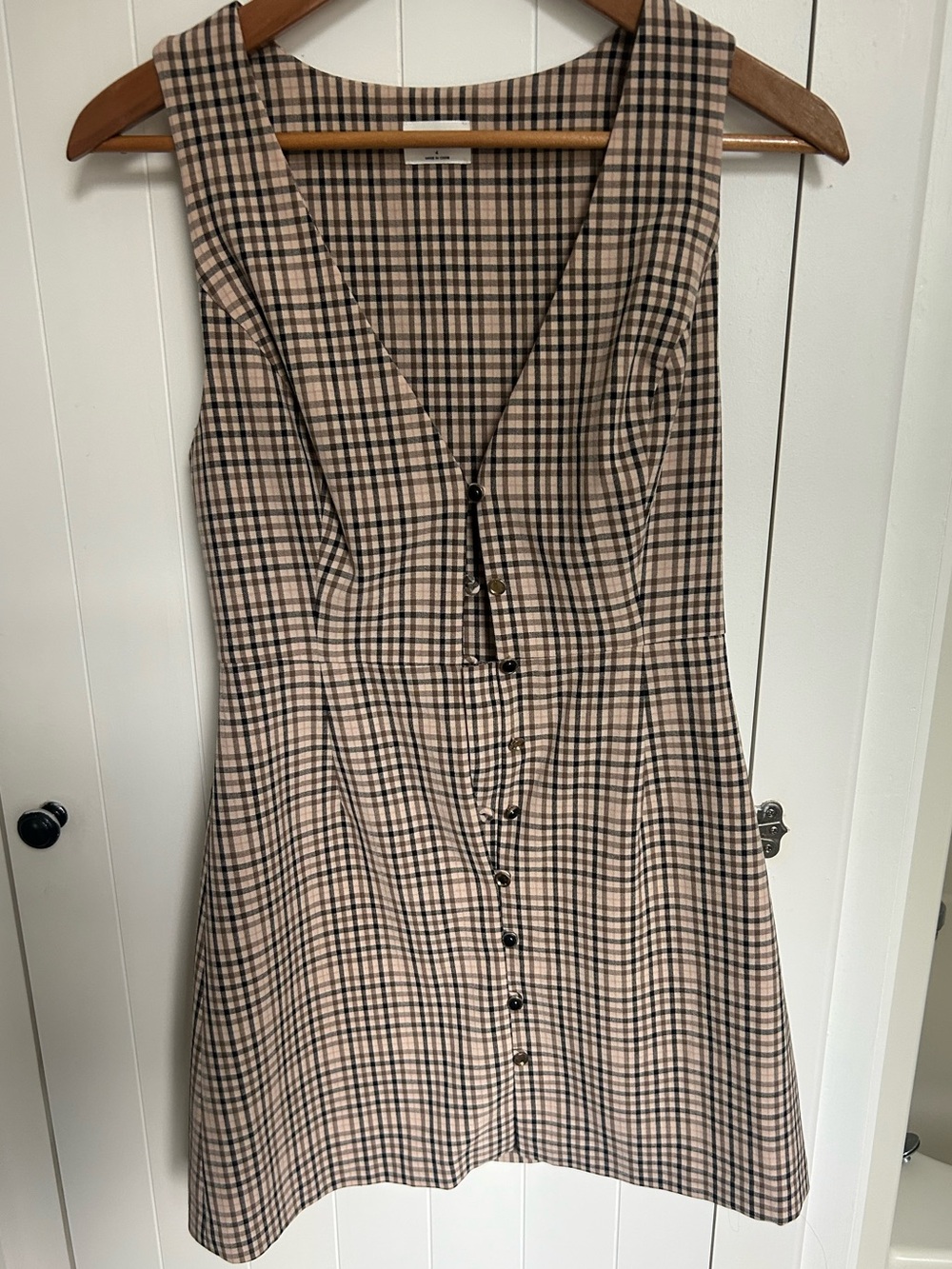 Wilfred Checked Taupe Button-Front Women's Dress